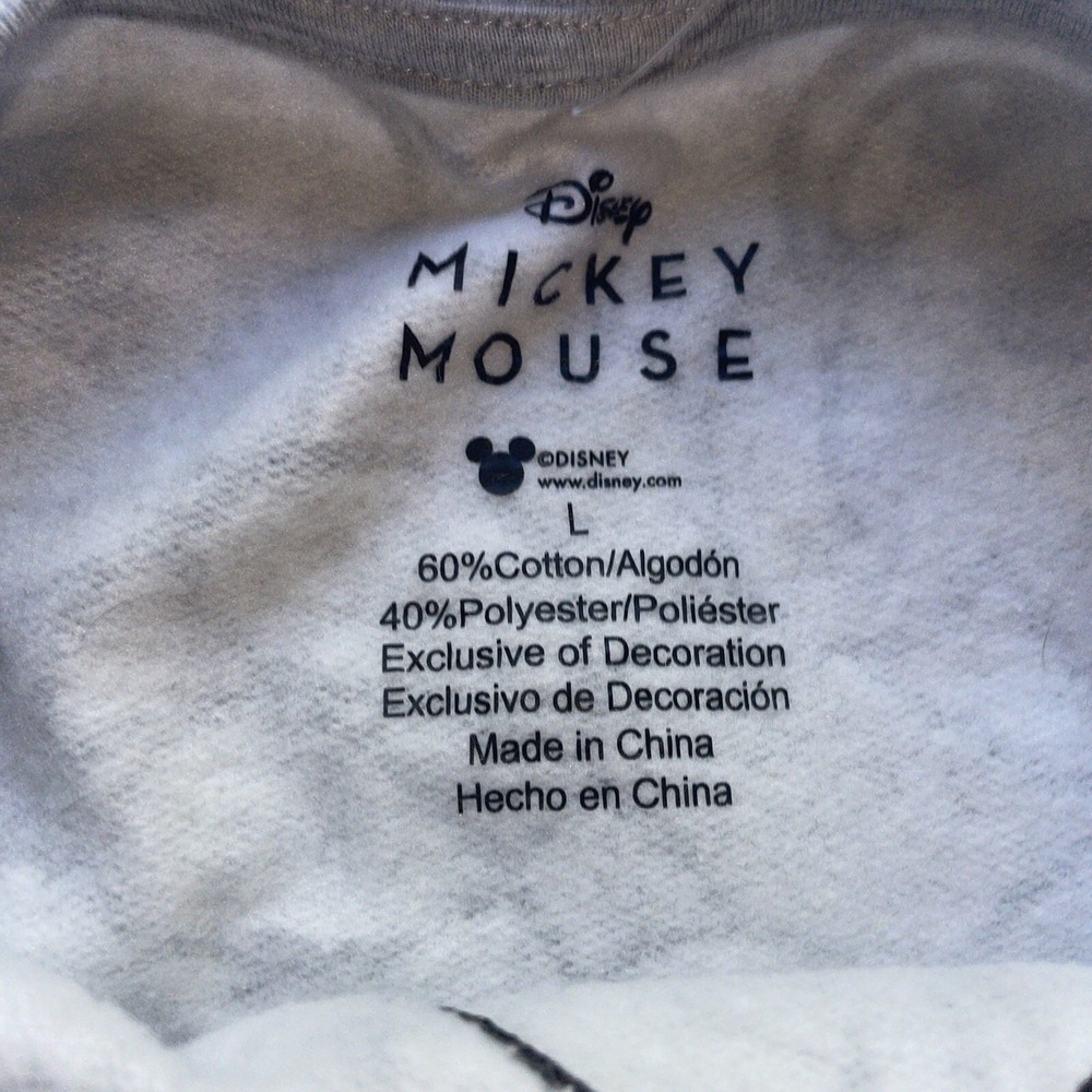Disney Mickey Mouse Allover Print Logo Long Sleeve Sweatshirt Gray/Black- Size L - Picture 4 of 7